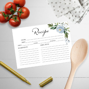 Greenery Dusty Blue Brautparty Recipe Cards