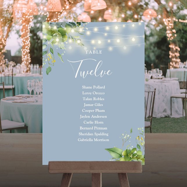 Greenery Dusty Blue Seating Plan Tischnummer (Greenery Dusty Blue Seating Plan Table Number)