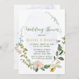 Greenery Dusty Blue Wildblumen Polterabend Einladung