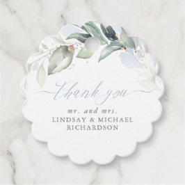 Greenery Elegant Dusty Blue Wedding Vielen Dank Geschenkanhänger
