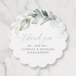 Greenery Elegant Dusty Blue Wedding Vielen Dank Geschenkanhänger