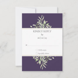 Greenery Elegant Lila Wedding RSVP Card Karte