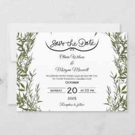 Greenery Elegant Save The Date Invitation Einladung