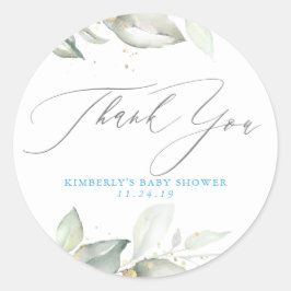 Greenery Elegant Vielen Dank Runder Aufkleber