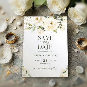 Greenery Elegant White Wedding Save The Date