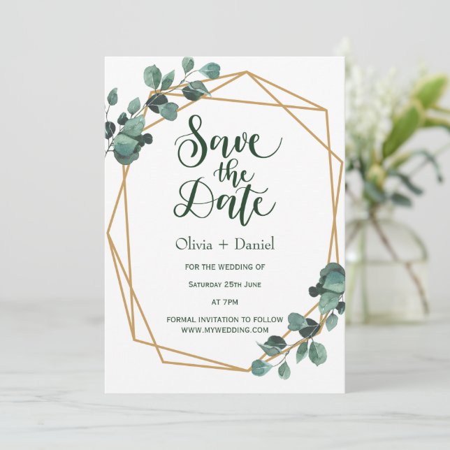 Greenery Elopement Save The Date Invitation Einladung (Stehend Vorderseite)