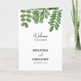 Greenery Emerald Green Wedding Order of Service Programm