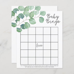 Greenery Eucalyptus - Baby Dusche Bingo Spiel