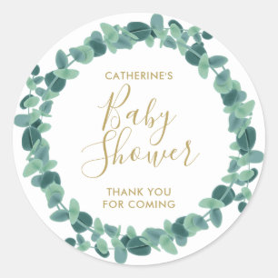 Greenery Eucalyptus Baby Shower Runder Aufkleber