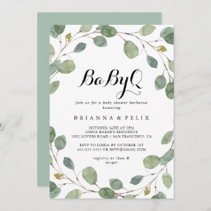 Greenery Eucalyptus BabyQ Baby Shower Barbecue Einladung