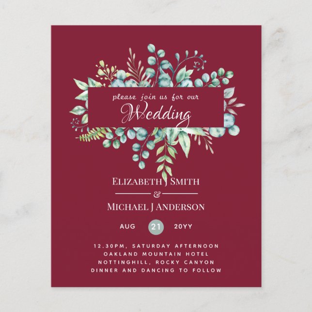 Greenery Eucalyptus Blätter Burgundy Sage Wedding (Vorderseite)