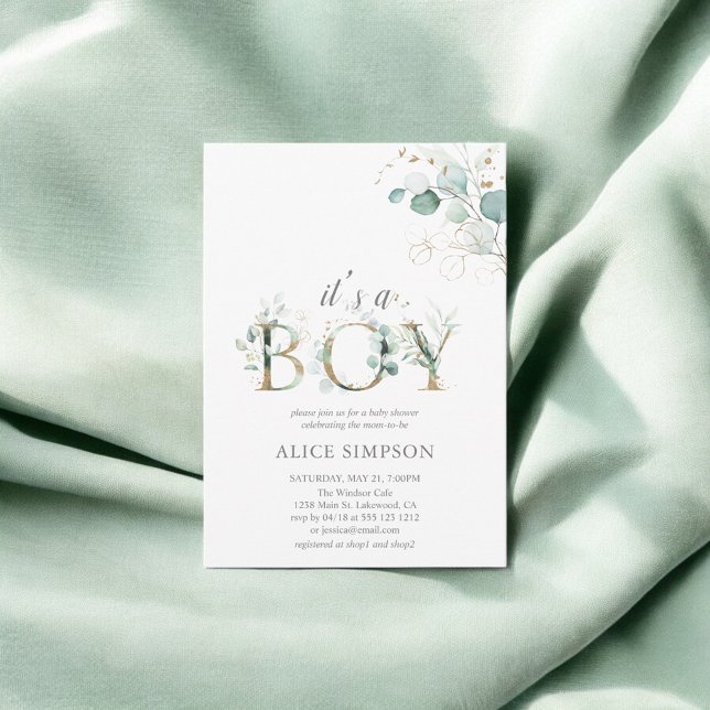 Greenery Eucalyptus Botanical Boy Baby Shower Einladung (Von Creator hochgeladen)