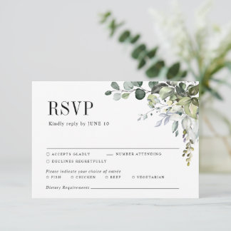 Greenery Eucalyptus Botanisches Elegantes Hochzeit RSVP Karte