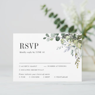 Greenery Eucalyptus Botanisches Elegantes Hochzeit RSVP Karte