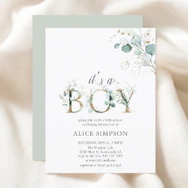 Greenery Eucalyptus Boy Baby Shower Einladungspostkarte