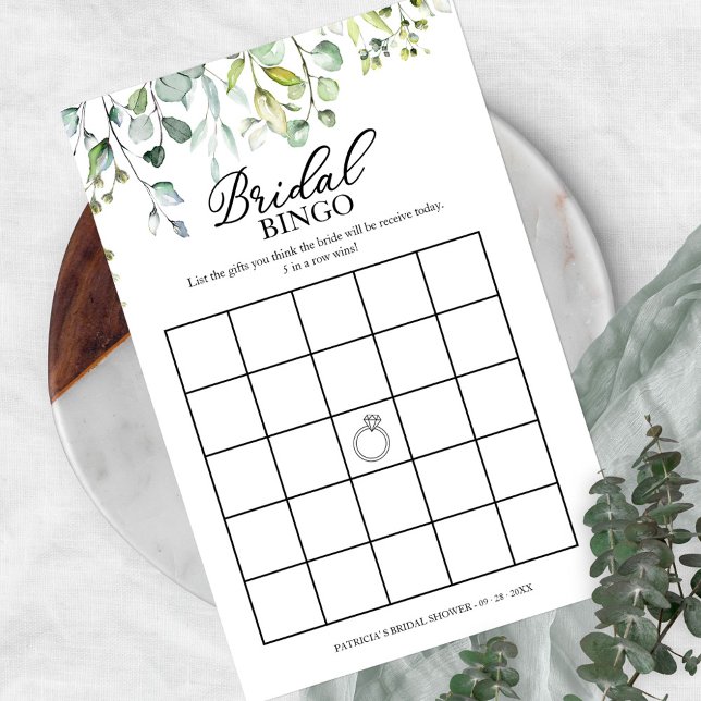 Greenery Eucalyptus Brautparty Bingo Flyer (Von Creator hochgeladen)