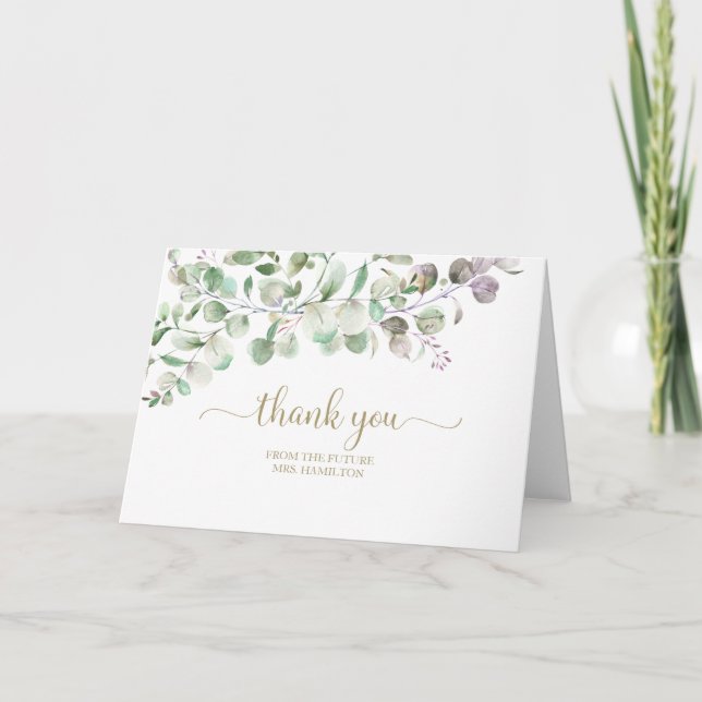 Greenery Eucalyptus Brautparty Danke Karte (Vorderseite)