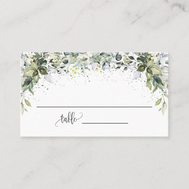 Greenery Eucalyptus Brautparty Wedding Flat Platzkarte (Vorderseite)