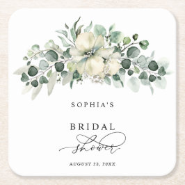 Greenery Eucalyptus Bridal Shower Rechteckiger Pappuntersetzer