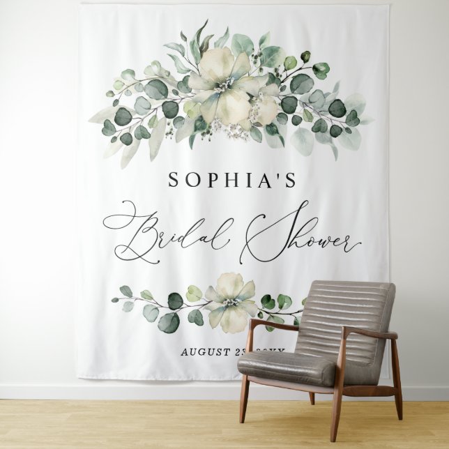 Greenery Eucalyptus Bridal Shower Wandteppich (Beispiel)