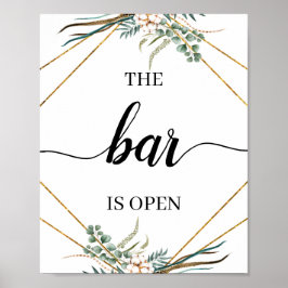 Greenery Eucalyptus Calligraphy Wedding Bar Sign Poster