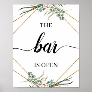 Greenery Eucalyptus Calligraphy Wedding Bar Sign Poster