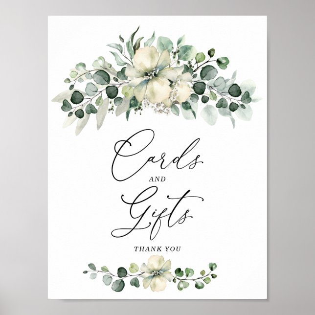 Greenery Eucalyptus Cards & Gifts Sign Poster (Vorne)
