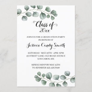 Greenery Eucalyptus Class of 2019 Foto Abschluss Einladung