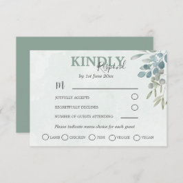 Greenery Eucalyptus Dusty Blue Wedding RSVP