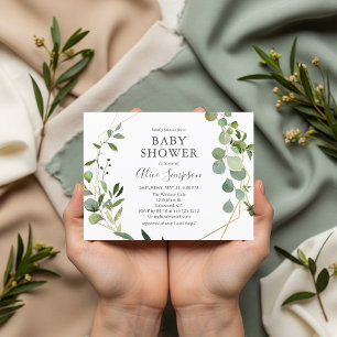 Greenery Eucalyptus Elegant Botanical Baby Shower Einladungspostkarte