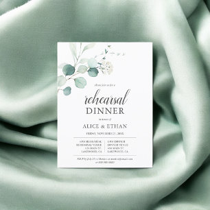 Greenery Eucalyptus Elegante Probe Abendessen Einladungspostkarte