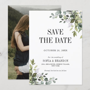 Greenery Eucalyptus Emerald Rustic Wedding Foto Save The Date