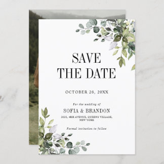 Greenery Eucalyptus Emerald Rustic Wedding Foto Save The Date
