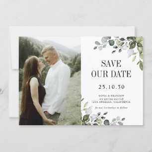 Greenery Eucalyptus Emerald Rustic Wedding Foto Save The Date