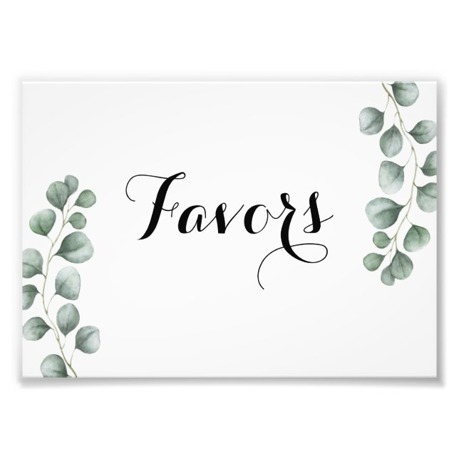 Greenery Eucalyptus Favor Sign Fotodruck (Vorne)