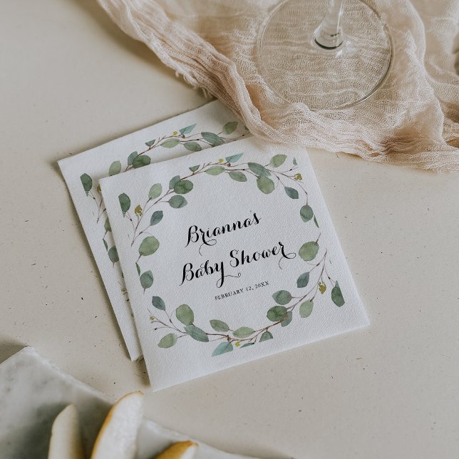 Greenery Eucalyptus Foliage Baby Shower Serviette (Von Creator hochgeladen)