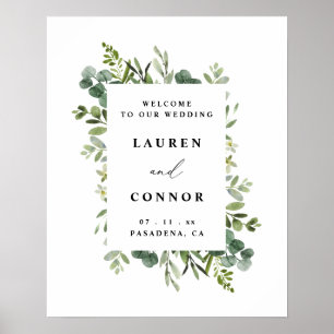 Greenery Eucalyptus Frame Wedding Welcome Sign Poster