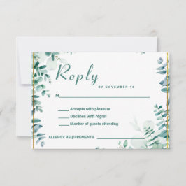 Greenery Eucalyptus Frameborder Wedding RSVP Karte