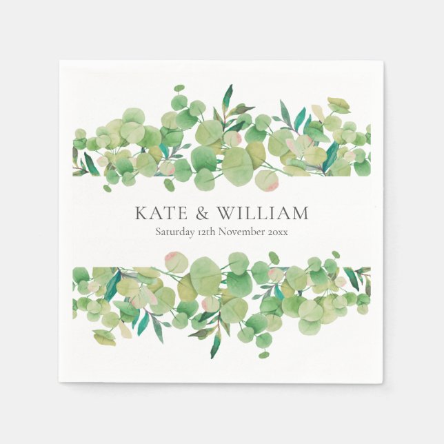 Greenery Eucalyptus Garland Wedding Serviette (Vorderseite)