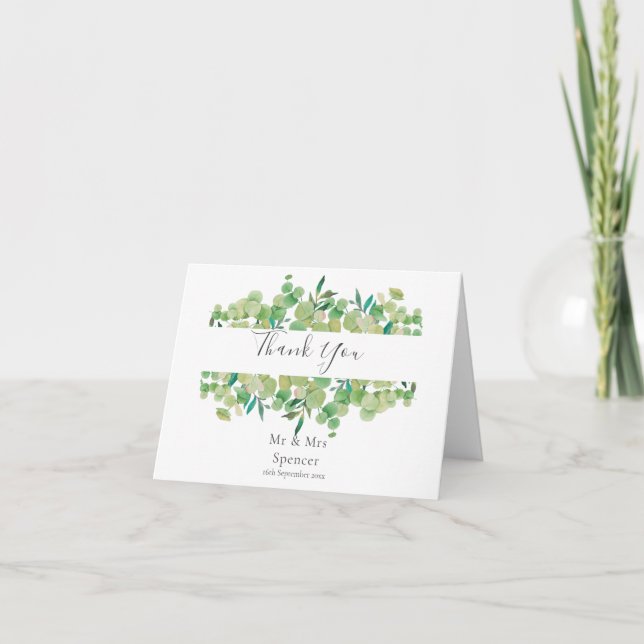Greenery Eucalyptus Garland Wedding Vielen Dank Karte (Vorderseite)