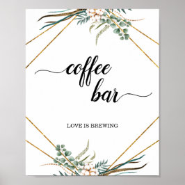 Greenery Eucalyptus Geometric Coffee Bar Sign Poster