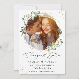 Greenery Eucalyptus Geometric Wedding Save The Date