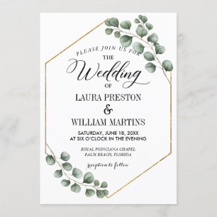 Greenery Eucalyptus Glitzer Geometric Wedding Einladung