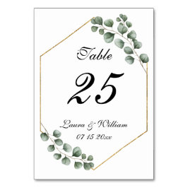 Greenery Eucalyptus Glitzer Geometric Wedding Tischnummer