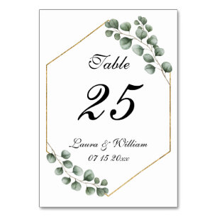 Greenery Eucalyptus Glitzer Geometric Wedding Tischnummer