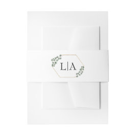 Greenery Eucalyptus Glitzer Monogram Wedding Einladungsbanderole