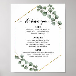 Greenery Eucalyptus Glitzer Wedding Bar Menu Sign Poster