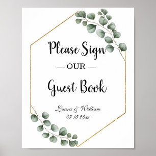Greenery Eucalyptus Glitzer Wedding Gästebuch Zeic