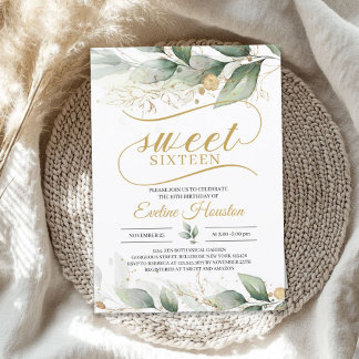 Greenery eucalyptus gold Blätter boho 16 . Geburts Einladung