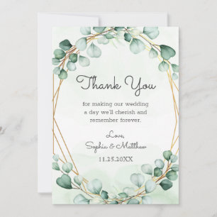 Greenery Eucalyptus Gold Frame Geometric Wedding Dankeskarte